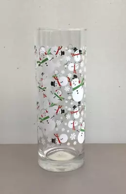 Vintage CERA SNOWMAN TOM COLLINS GLASS Winter Holiday Snowflakes • $12.99