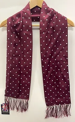 Knightsbridge Neckwear Men's Polka Dot Dress Scarf Burgundy/White • £35