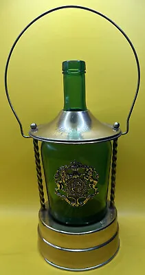 Vintage  Music Box Green Bottle Lantern Liquor Decanter Brass • $19.99