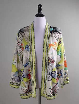 CHICO'S $119 Vintage Silk Blend Kimono Jacket Top Size 3 US XL / 16 / 18 • $44.99