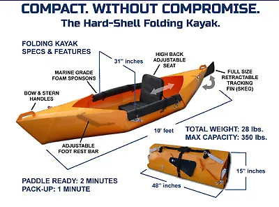 $549 • Buy Foldable Kayak, Tough, Comfortable, Hard Shell, Transports Easily, Fast Set Up