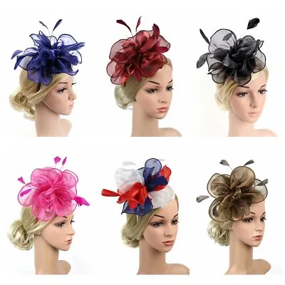 $13.06 • Buy Ascot Race Headwear Cocktail Tea Party Feather Flower Headband Fascinator Hats