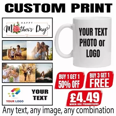 Personalised Mug Photo Cup Design Mothers Day Gift Company Text Birthday Name • £5.99