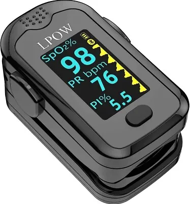 LPOW Pulse Oximeter Fingertip Blood Oxygen Saturation Monitor SP02 With Alarm • £8.86