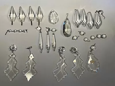 Assorted 26 Pc Lot Cut Crystal Prisms Czech French Cut Pendalogues Spears Lustre • $23.99