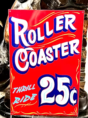 Vintage Carnival CYCLONE ROLLER COASTER Sign Circus Amusement Park Midway FAIR • $55