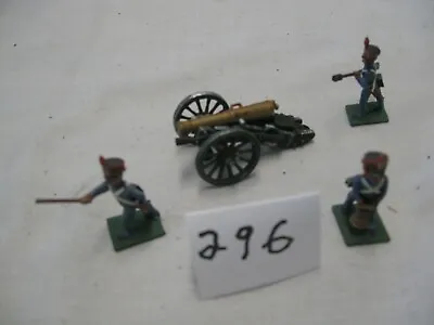 Lead Soldiers  Minatures Cannon And 3 Man Crew - Excellent - 296 50 • $14.95