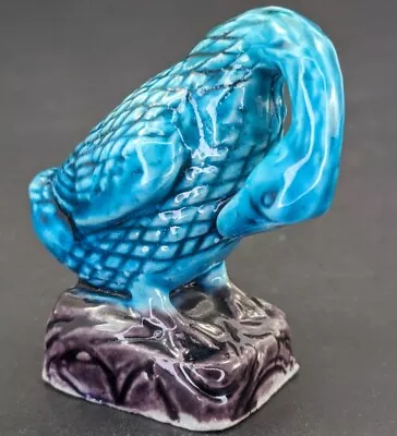 Vintage Turquoise Blue Duck Goose Bird Figure Porcelain Purple Base Majolica • $42