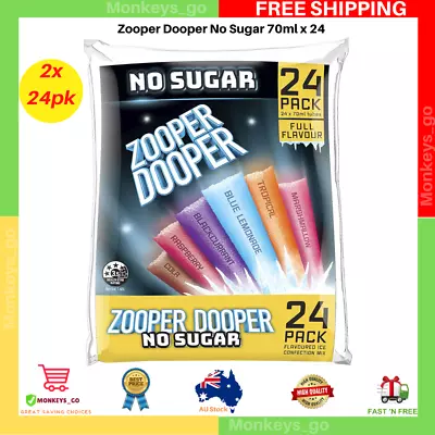 2x Zooper Dooper No Sugar 70ml X 24 Assorted | NEW AU | FREE SHIPPING • $19.99