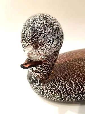 Vintage Murano Glass Duck Formia Vetri Silver Brown Italian Decor Art 9'' X 4'' • $90