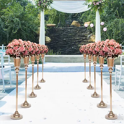 10X Trumpet Vase Wedding Centerpiece Flower Stand Metal Vintage Flowers Decor  • $140.60