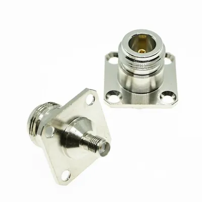 1pcs N-Type Female To SMA Female Jack Flange Panel Mount RF Adapter Connector • $3.29