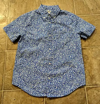 NWOT J.Crew Crewcuts Boy's Sz 10 Floral Shirt Blue White Short Sleeves T5 • $19.99