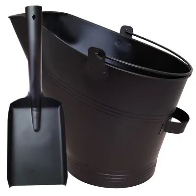 £14.45 • Buy Coal Bucket And Shovel Set Waterloo Charcoal Ash Log Scuttle Hod Fireside Steel