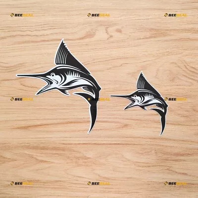 Marlin Fish Fishing Sticker Decal Vinyl 2 Pack Reflective 4 6 Inches 10162 • $7.49