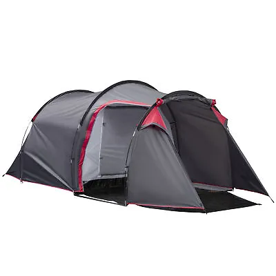 Outsunny 3 Man Camping Tent W/ 2 Rooms Porch Vents Rainfly Weather-Resistant • £98.46
