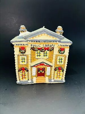 Vintage Christmas Village PUBLIC LIBRARY Shaped Building Wax Candle NOS Unlit 5” • $15