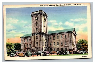 £16.10 • Buy Vintage 1941 Postcard Clock Tower Building Rock Island Arsenal Illinois Old Cars