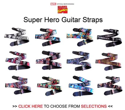 Official Marvel Comics Super Hero Printed GUITAR STRAPS - Choose From Options • $11.98