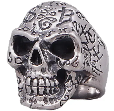 25g Huge Heavy Large Chunky Tattoo Skull Biker 925 Sterling Silver Mens Ring • $71.90