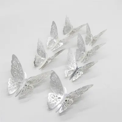 $5.95 • Buy GOLD/SILVER3D DIY Wall Sticker Butterfly Home Room Decor Decorations 12 Pcs Set