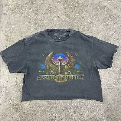 Earth Wind And Fire Band Tee Concert Tour Gray Crop Top T Shirt Size Medium Rare • $0.99