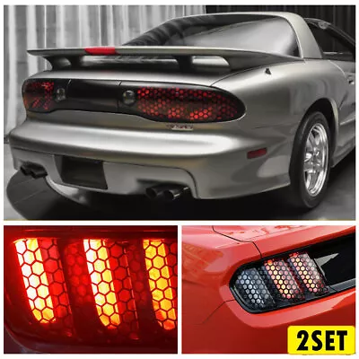 2* Honeycomb Black Sticker Rear Car Light Tail Cover Tail-lamp Decal Parts Auto • $17.09