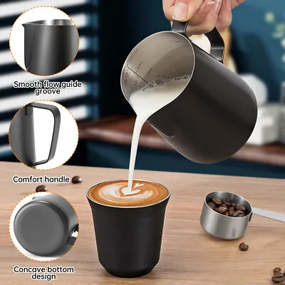 Stainless Steel Milk / Coffee Frothing Jug Frother Latte Container Metal Pitcher • $18.96