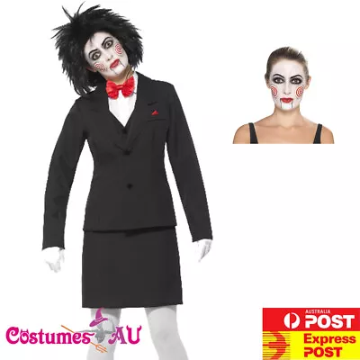 Ladies Saw Jigsaw Creepy Costume Billy Halloween Movie Horror Scary Puppet • $37.99