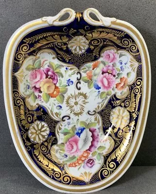 English Regency Porcelain Gilt Cobalt Floral Handled Dish Antique Beautiful! • $9.99