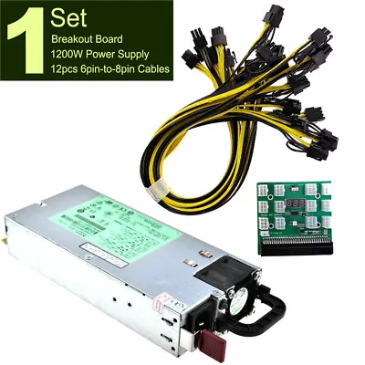 DPS-1200FB A 1200W PSU Power Supply + Breakout Board + 12pcs 6pin-to-8pin Cables • $93.01