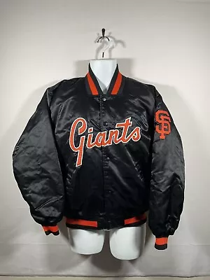 Vintage Majestic Cooperstown San Francisco SF Giants Bomber Satin Jacket Sz M • $229.99