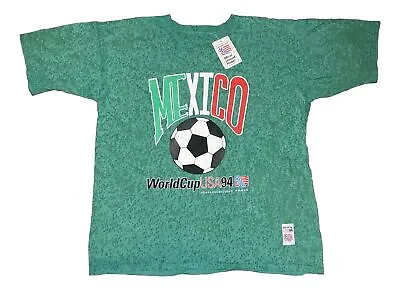 Vintage Mexico World Cup USA 1994 Tee T-Shirt Soccer Green Men’s Size 2XL • $45