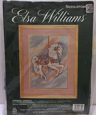 VTG NIP Elsa Williams Needlepoint Graceful Carousel 10  X 14  Horse Pastel Color • $22.50