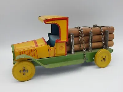 1920s J. Chein & Co.  Lumber Truck Tin Toy Comes With Log Holders (CB224) • $225