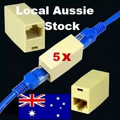 5x RJ45 Coupler Joiner Ethernet Network Cable Extension Connector NBN Cat 5 5e • $7.45