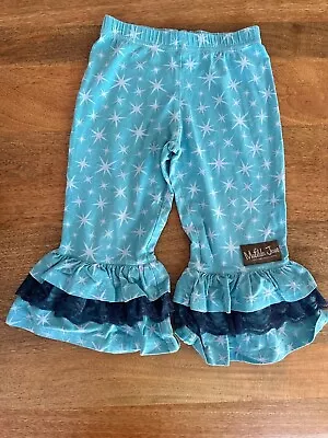 Matilda Jane ~Paint By Numbers ~Twinkle Lace Blue Star Ruffle Pants ~Size 4 VGUC • $16