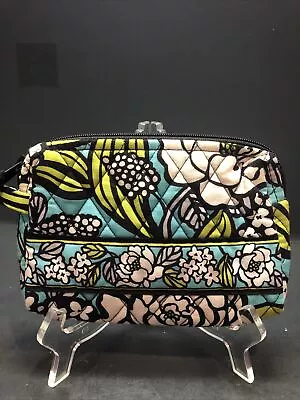 Vera Bradley Island Blooms Cosmetic Bag Makeup Bag Turquoise Floral Lined • $10