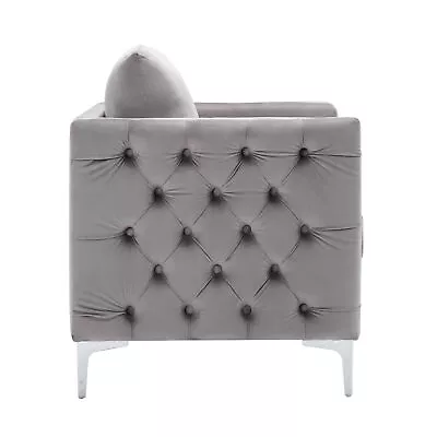 Modern Velvet Tufted Armchair With Steel Legs For Living Room Bedroom • $280.55