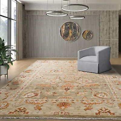 LoomBloom Muted Turkish Oushak Hand Knotted 100% Wool Area Rug Moss Multi Size • $1199.99