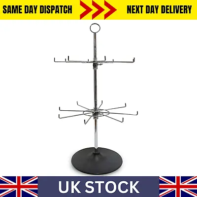 Counter Hook Stand Rotary Adjustable 2 Tier 16 Hooks Shop Display Lanyard  (J4) • £57.72