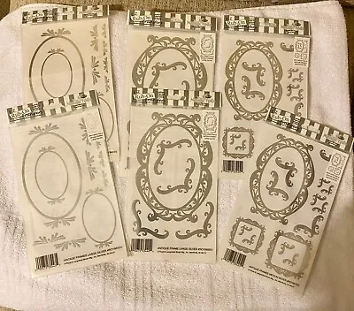 6 X E-Z Rub On SILVER TRANSFERS ANTIQUE VINTAGE OVAL FRAMES ROY965SV/959SV/957SV • £2.25