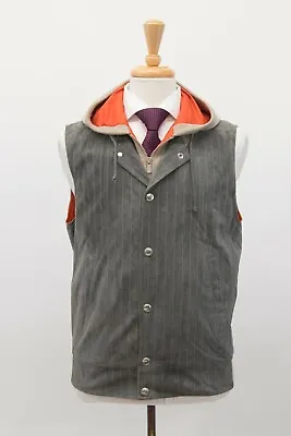 NWT$5895 Brunello Cucinelli Men Leather Suede Vest W/Detachable Knit Hood M A211 • $1395