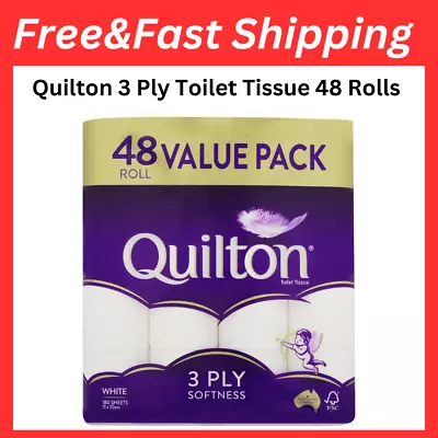 48x Quilton Toilet Paper Tissue Rolls 3-Ply 180 Sheets - Free Postage Best Price • $27.38