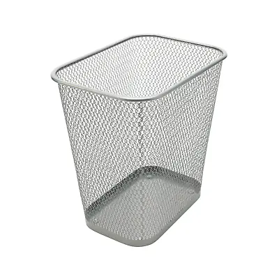 Steel Mesh Silver  Rectangular Open Top Waste Basket Bin Trash Can 8x12x12 2042 • $39