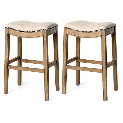 Maven Lane Adrien Saddle Bar Stool With Nailhead Trim Natural (Used) (2 Pack) • $142.99