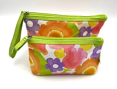 CLINIQUE Flower  Print Cosmetic Makeup Bag Set  Zipper Pouch (1 Large +1 Small ) • $7.99