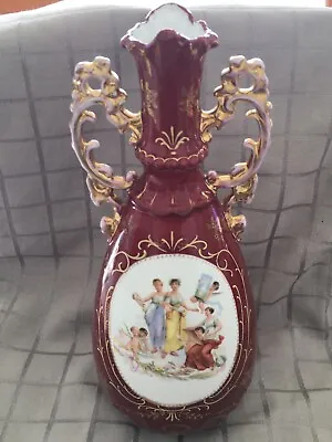 Antique Victoria Carlsbad Austria VTO167 Portrait Double Handled Porcelain Vase • $80