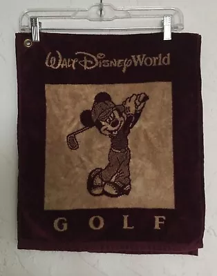 VTG Walt Disney World Mickey Mouse Burgundy Golf Bag Towel Oak Trail Palm USA • $30