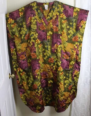 Simply Basics OSFM OS MOD Funky Floral Art-to-Wear Vtg Glam Kaftan House Dress • $78